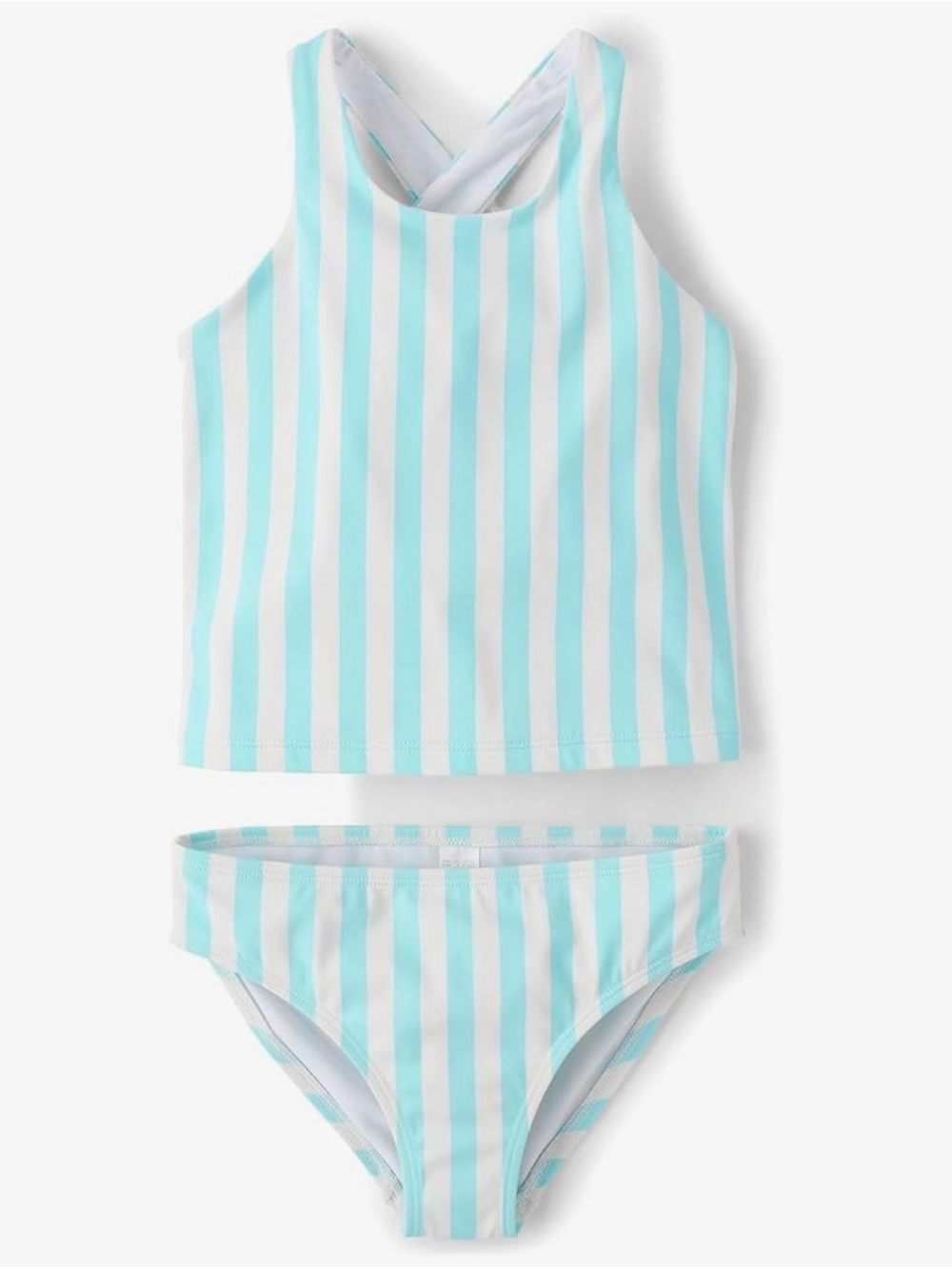 The Children's Place Aqua and White Stripe Tankini Set